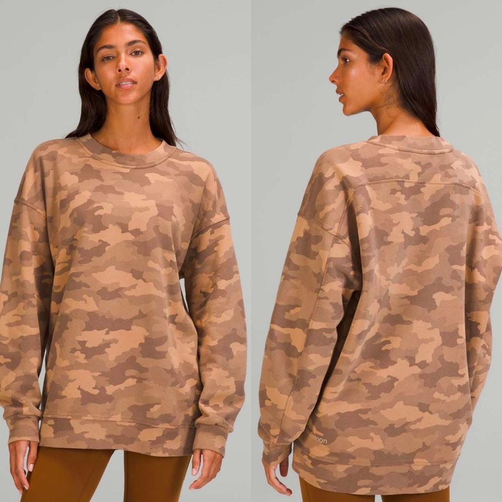 Lululemon Perfectly Oversized Crew Heritage Sweatshirt LW3DUVS Camouflage Sz 6
